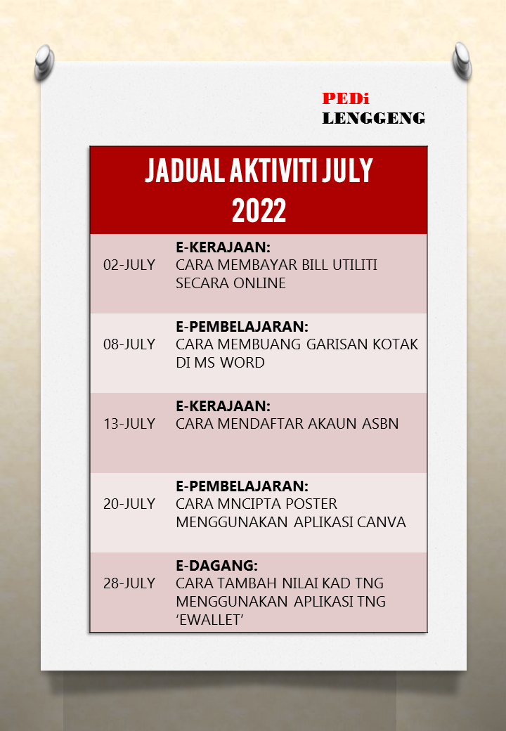 JADUAL AKTIVITI 2022 JULY
