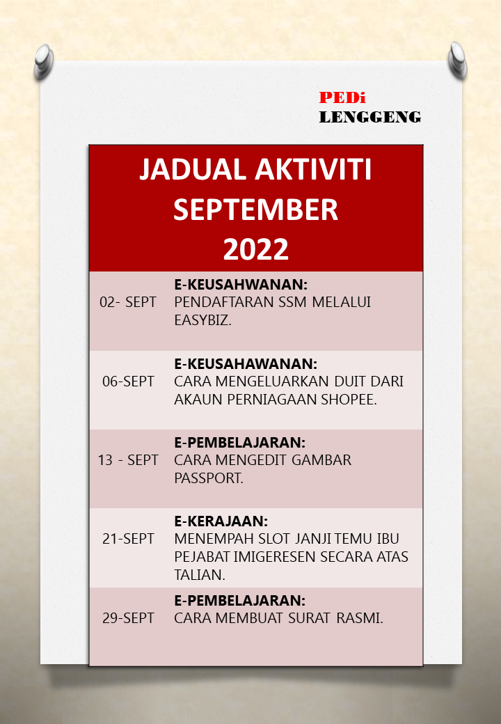 JADUAL AKTIVITI SEPTEMBER