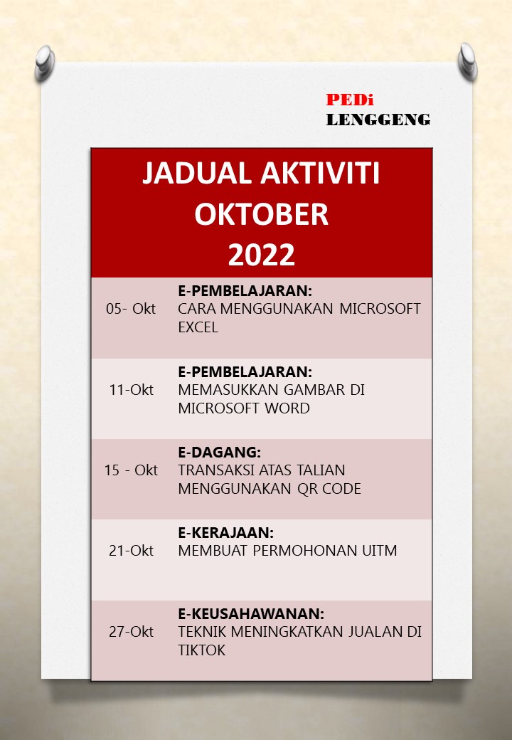 JADUAL AKTIVITI OKTOBER