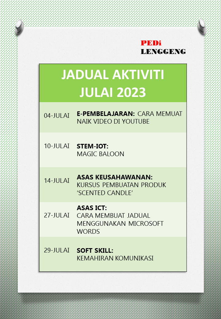JADUAL AKTIVITI JULAI 2023